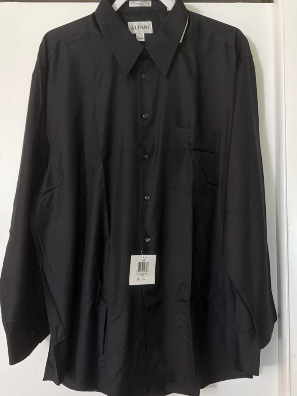 NWT Alfani Men's Black Long-Sleeve Silk Dress Shirt